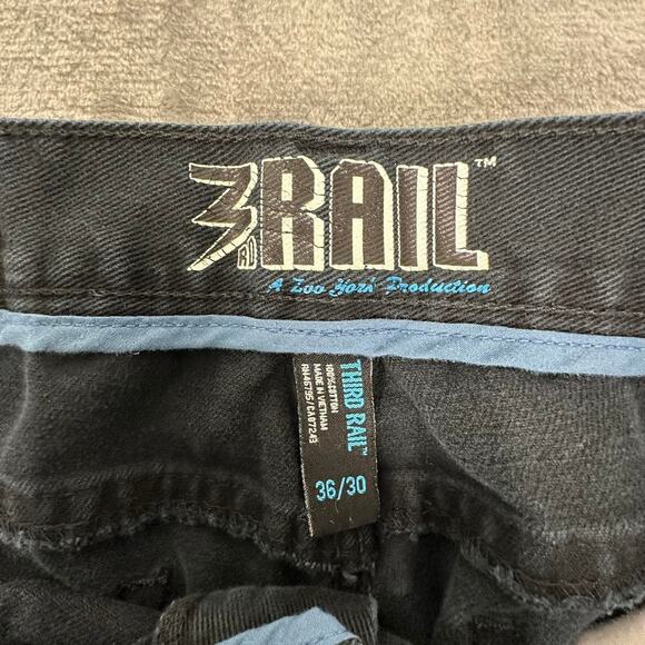 Y2K Third Rail A Zoo York Production Black Denim Jeans Size 36/30 - Picture 3 of 8